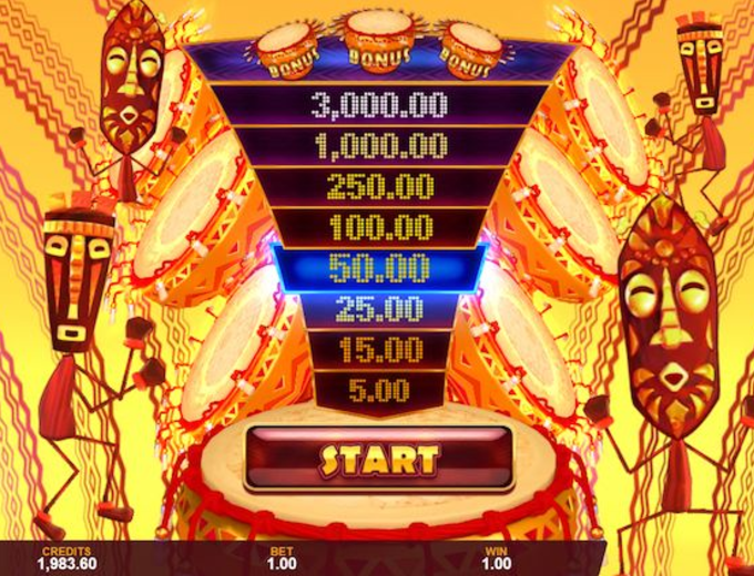 12 Masks of Fire Drums Bonus SpinaSlots 