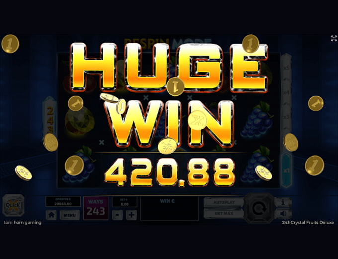 243 Crystal Fruits Huge Win SPinaSlots 