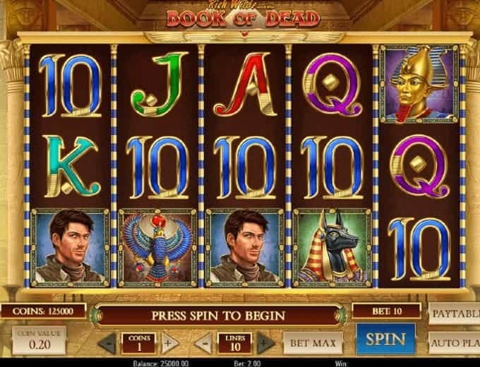 Book of Dead slot game SpinaSlots