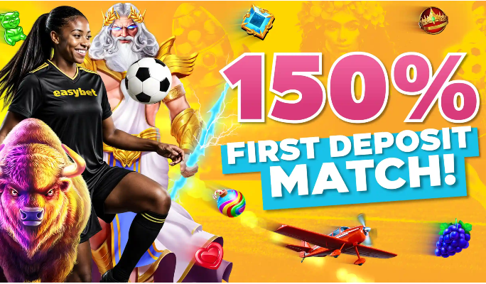Easybet 150% Firts Deposit Match SpinaSlots
