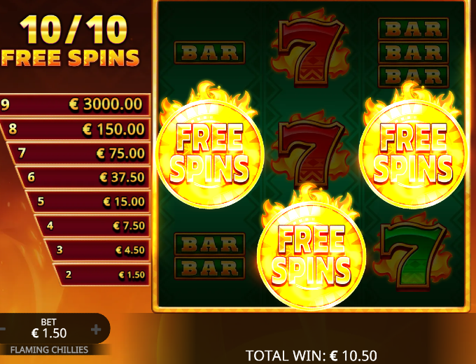 Free Spins Flaming Chillies SpinaSlots