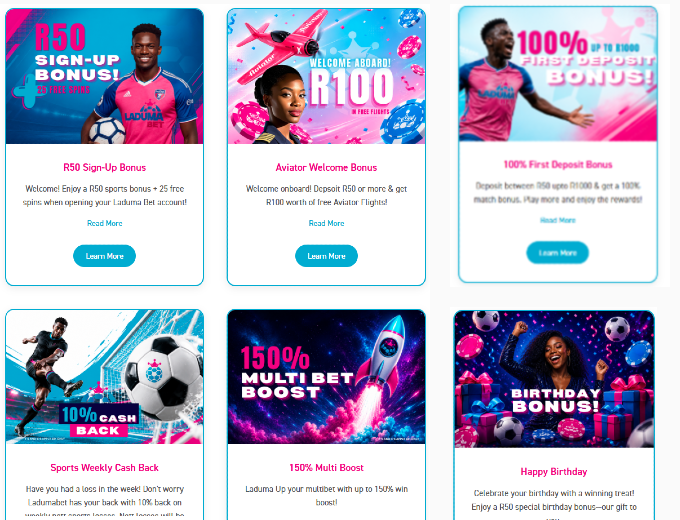 Laduma Bet Promotions Page SpinaSlots